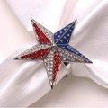 Servilletero estrella con diseño de bandera de EE. UU. y cristales brillantes - Estilo Estrella