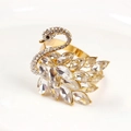 Elegant gold swan napkin ring featuring sparkling marquise crystals and pavé diamonds - Gold