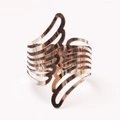 Elegant silver angel wing napkin ring with openwork feather design and polished finish - Silver