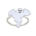 Ghost Halloween napkin ring made of silver metal with white enamel for table decor - White Ghost
