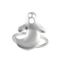 Polished silver ghost napkin ring with hollow eyes for Halloween table decoration - Silver Ghost