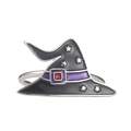 Macro shot of Halloween wizard hat napkin ring with purple enamel and a red rhinestone - Purple Ribbon Witch Hat Style (2)