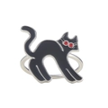 Detail of a black enamel cat ring featuring vibrant red eyes on a metallic band - Red-Eyed Black Cat Style (4)