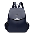 Zaino da donna in pelle blu scuro con fibbia in metallo a cigno e texture granata - 26cm*13cm*32cm / Blu scuro