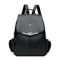 Zaino da donna minimalista in pelle nera con fibbia a cuore argento e manico superiore - 26cm*13cm*32cm / Nero