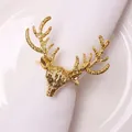 Elegante servilletero de reno dorado para decoración de mesa de Navidad y bodas - Estilo Cabeza de Ciervo Dorada (29)