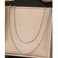 Minimalist silver-plated snake bone chain necklace set with sleek metallic luster - Silver (C5156)