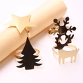 Juego de servilleteros navideños dorados y negros con motivos de estrella y árbol - Estilo Ciervo
