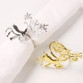 Elegantes servilleteros con forma de alce en oro y plata con refinado diseño 3D - Reno de Astas Grandes
