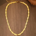 Collana minimalista a doppio strato in maglia serpente dorata con chiusura regolabile - Stile Oro Intrecciato Doppio (B2769)
