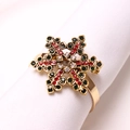 Golden snowflake napkin ring with colorful crystals for Christmas table decoration - Multicolor Snowflake Pattern (ZWZ-XMS-210)