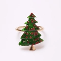 Christmas tree napkin ring with green enamel, red rhinestones and golden metal finish - Musical Instrument Tree Style (ZWZ-XMS-210)