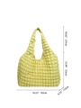 Tabella delle dimensioni dettagliate con misure per la borsa tote gialla a bolle - Stile Foderato Semplice / Giallo