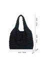 Tableau des tailles détaillé pour sac cabas plissé noir avec mesures de hauteur et largeur - Noir