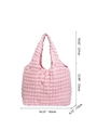 Elegante borsa tote rosa a pieghe con texture a bolle 3D e ampi spallacci - Stile Foderato Semplice / Rosa