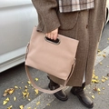 Pink corduroy large shoulder bag with metal handle and adjustable crossbody strap - Khaki