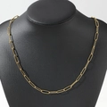 Close-up of golden paperclip link chain necklace on a black mannequin bust display - 45cm / Gold (C5793)