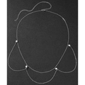 Detail of silver multi-layer body chain with five elegant white pearls on black texture - Silver (C5970)