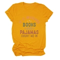 Detail of cotton t-shirt with book lover quote print and folded sleeve cuffs in mustard yellow - S / Mustard Yellow