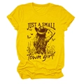 Close-up of vibrant yellow cotton T-shirt featuring a vintage girl and butterfly print - Yellow