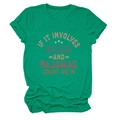 Detail of green cotton T-shirt featuring retro 'If It Involves Books' printed text - S / Dark Green