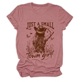 Detail of dusty pink cotton t-shirt featuring vintage small town girl graphic print - Rose Gold