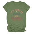 Detail of rolled cuffs and colorful printed quote on grass green cotton t-shirt - S / Olive Green