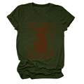 Detail of olive green t-shirt with Just a Small Town Girl vintage graphic print - Army Green