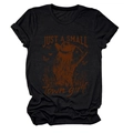 Detail of vintage Just a Small Town Girl graphic print on black cotton t-shirt - Black