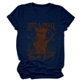 Detailed view of the navy cotton T-shirt featuring retro ‘Just a small town girl’ print - S / Navy Blue