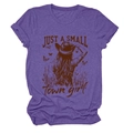 Close-up of vintage butterfly and cowboy hat graphic on heather purple cotton t-shirt - S / Purple