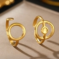 Anelli geometrici cavi placcati in oro minimalisti con finitura opaca liscia - Set di Anelli Geometrici (C7139) / Oro