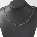 Gold-plated stainless steel paperclip chain necklace on a black mannequin bust - 40CM / Gold (C5793)