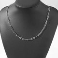Silver paperclip chain necklace in punk style on a professional black jewelry display - 45cm / Silver (C5794)