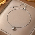 Minimalist 18k gold plated stainless steel teardrop pendant bracelet for women - Silver Style (C6194)