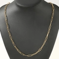 Collier minimaliste en acier inoxydable plaqué or à maillons rectangulaires trombone - 50cm / Or (C5793)
