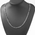 Collier chaîne trombone moderne en acier inoxydable poli argenté pour femme - 50cm / Argent (C5794)