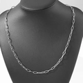 Men's minimalist silver paperclip chain necklace in polished stainless steel finish - 50cm / Silver