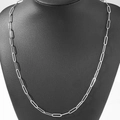Collier chaîne trombone argentée hip-hop punk avec maillons géométriques pour femme - 55cm / Argent (C5794)
