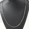 Collana a catena a graffetta in acciaio inossidabile argento lucido da uomo su busto gioielli - 55cm / Argento