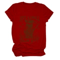 Close-up of deep red T-shirt with vintage Just A Small Town Girl graphic print - Red