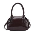 Dunkelrote Bowling-Tasche aus poliertem Öl-Wachs-Leder mit Tragegriffen im Retro-Stil - Braun