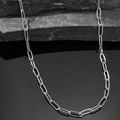 Sleek silver paperclip chain necklace in polished stainless steel for a minimalist look - 40CM / Silver