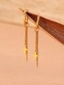 18k gold plated stainless steel hoop earrings featuring star charms and chain tassels - Gold Style (N5183)