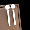 Minimalist stainless steel dangle earrings with geometric rod pendant on jewelry box - Silver (N5876)
