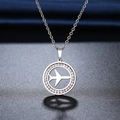 Zilveren roestvrijstalen vliegtuigketting met fonkelende zirkoniasteen versiering - Zilveren Stijl (N2123)