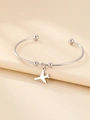 Minimalistisches silbernes Edelstahlarmband mit einem kleinen Flugzeug-Anhänger - Silber Stil(N1961)