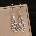 Boho geometrische hohlblattförmige Ohrhänger in poliertem Silbermetall-Finish - Silber Hohl Geometrischer Stil (B2288)