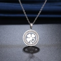Collana quadrifoglio portafortuna con pendente tondo in cristallo e acciaio argento - Argento (N2217)