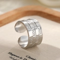 Anello aperto largo in argento con motivo a scacchiera strutturato in acciaio inox - Stile Largo a Scacchi Argento (C1524)